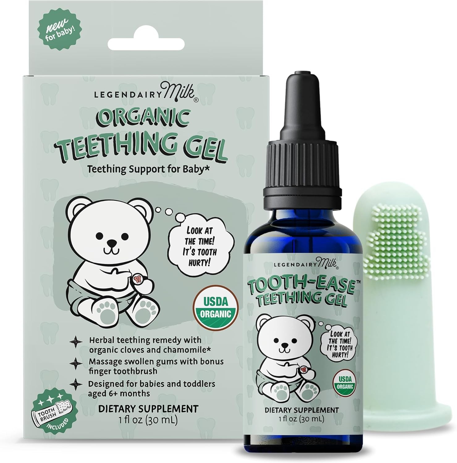 Legendairy Milk Organic Teething Gel - Baby Teething Relief Drops, Clove and Chamomile - Ideal for Babies and Toddlers - Sugar Free, 120 Servings