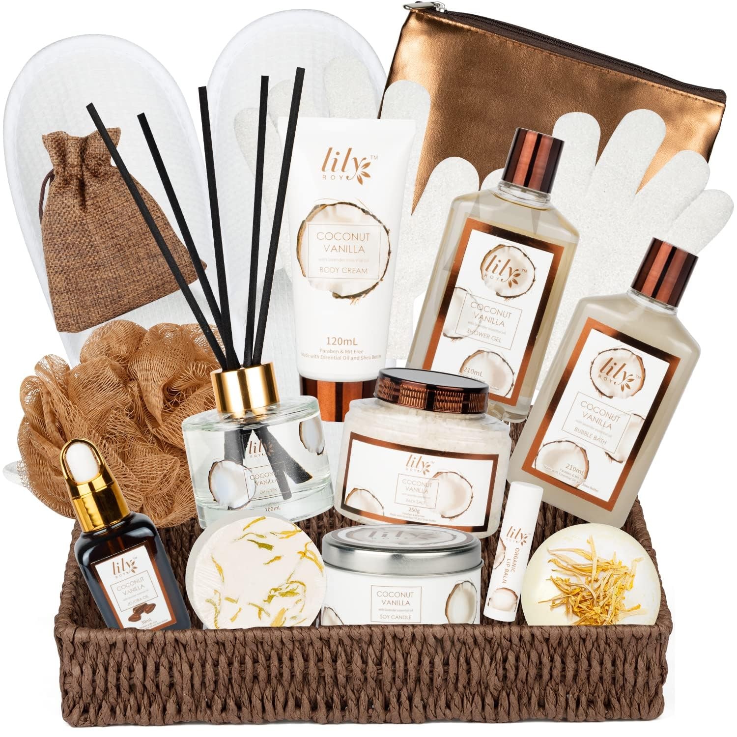 17 Pcs Bath and Body Gift Baskets for Women Spa Gift Basket Set for Women Father Mothers Day Men Spa Gift Set for Women Christmas Gift Mom Mothers Birthday Gifts Sets Self Skin Care Bath Set Spa Kit