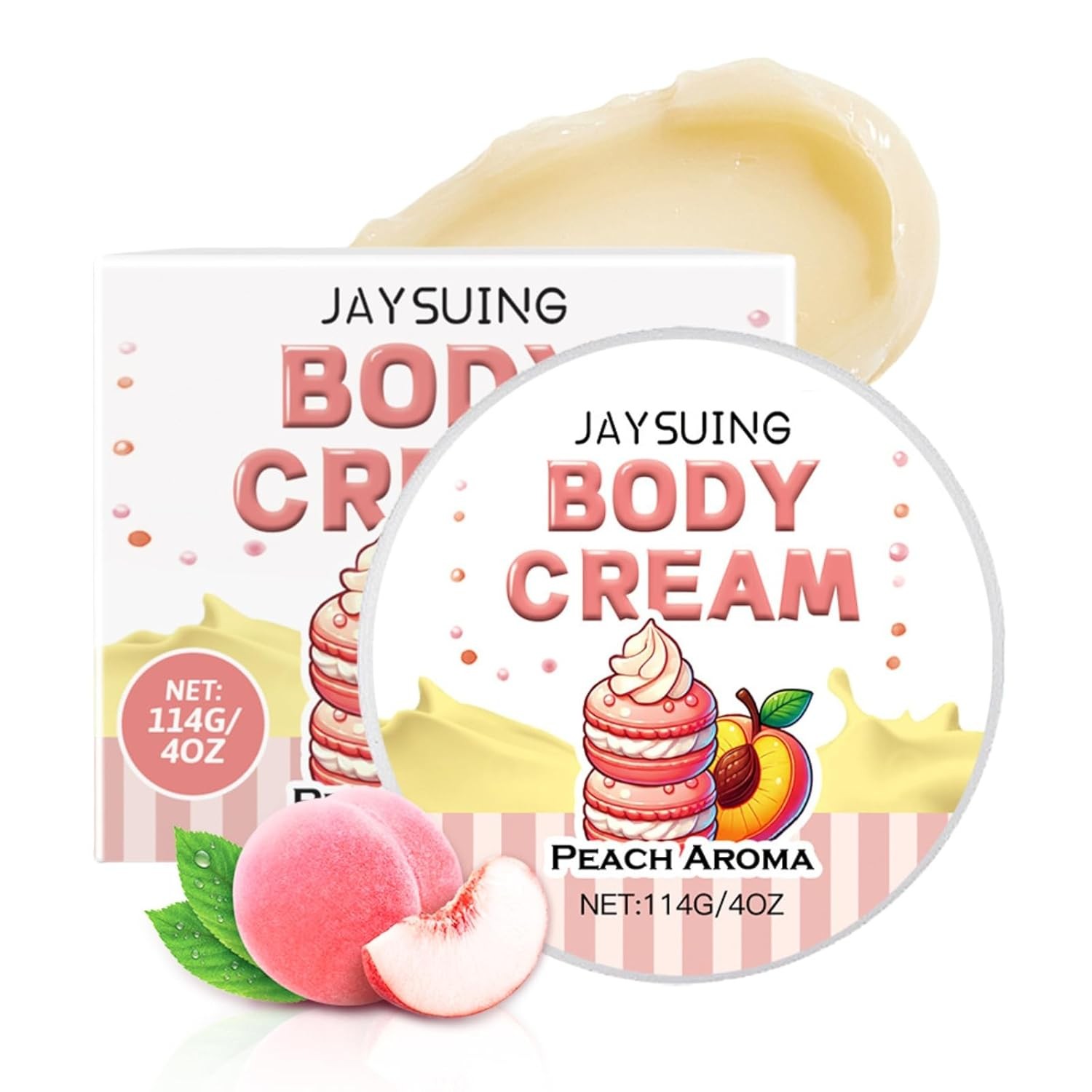 Peach Body Cream for Women Hydrating - Body Butter for Women - Body Lotion for Extremely Dry Skin - Body Moisturizer with Avocado Oil,Jojoba Oil - Body Skin Care Products,Moisturizing,Soften,Smooth