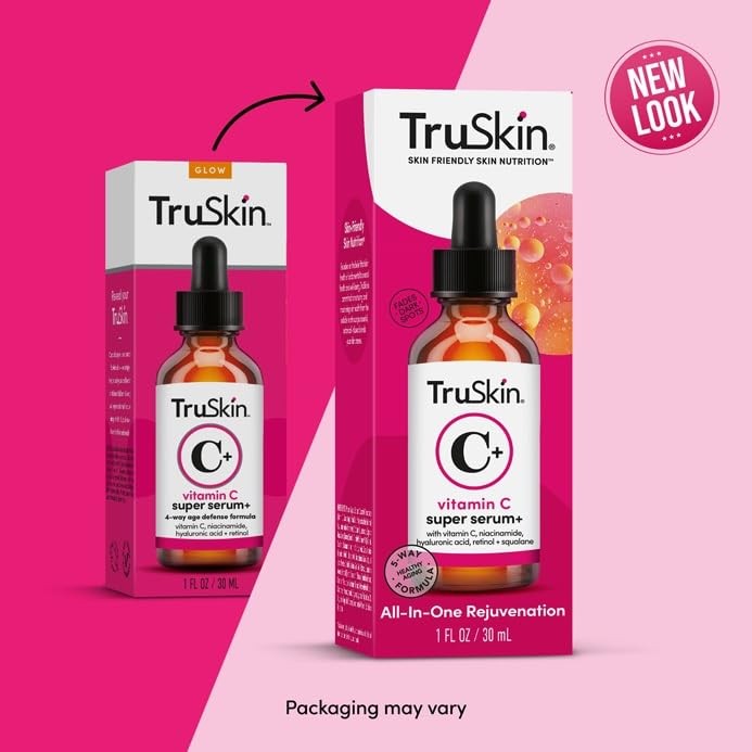 TruSkin Vitamin C Super Serum with Niacinamide, Retinol, Hyaluronic & Salicylic Acid (BHA) - All-in-One Anti Aging Facial Serum for Brightening, Firming, Dark Spots, Discoloration - 1 fl oz