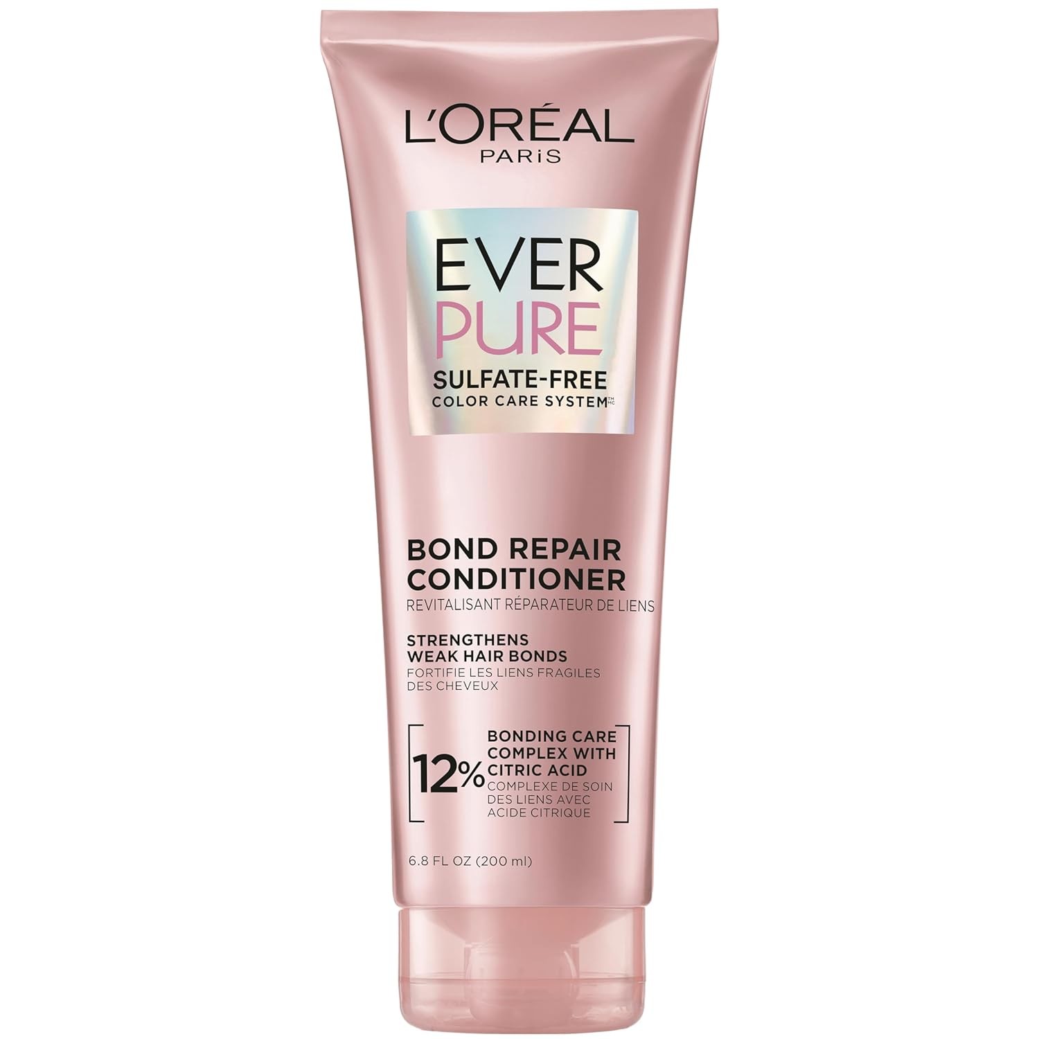 L'Oreal Paris Bonding Conditioner for Color Treated Hair, Strengthen and Repairs Weak Hair Bonds, Sulfate Free & Vegan Hair Care, EverPure, 6.8 Fl Oz