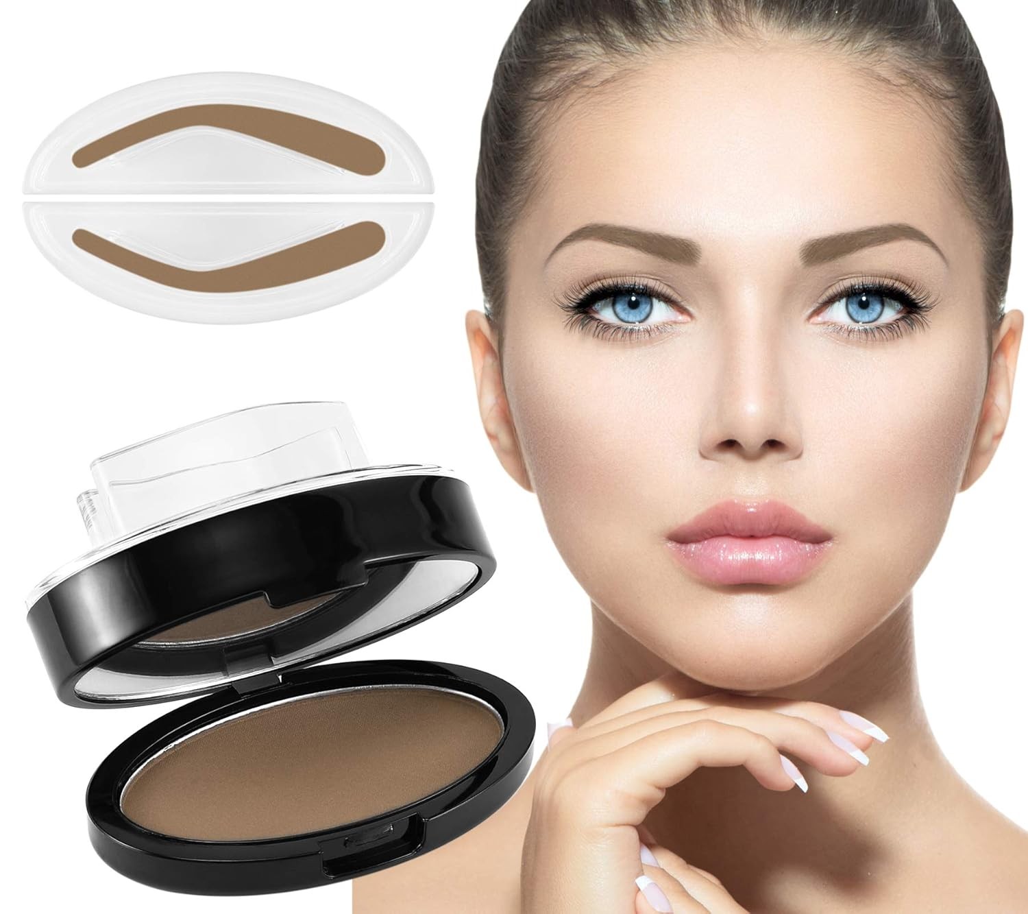 Boobeen Eyebrow Seal Stamp Powder - Waterproof 3 Seconds Eye Make Up Nature Coloring Kit - Creates Natural Looking Brows for Makeup Beginners