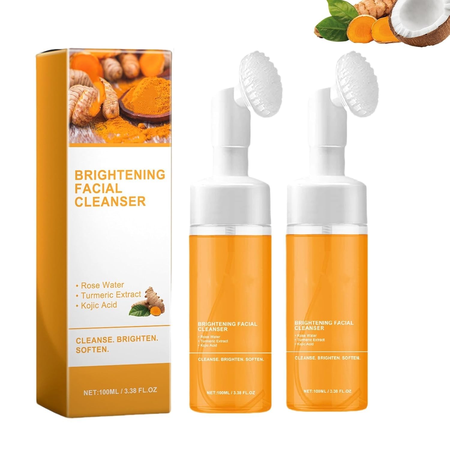 2pcs Turmeric Facial Cleanser, Turmeric Face Wash, Turmeric Facial Wash, Turmeric Foaming Cleanser for All Skin