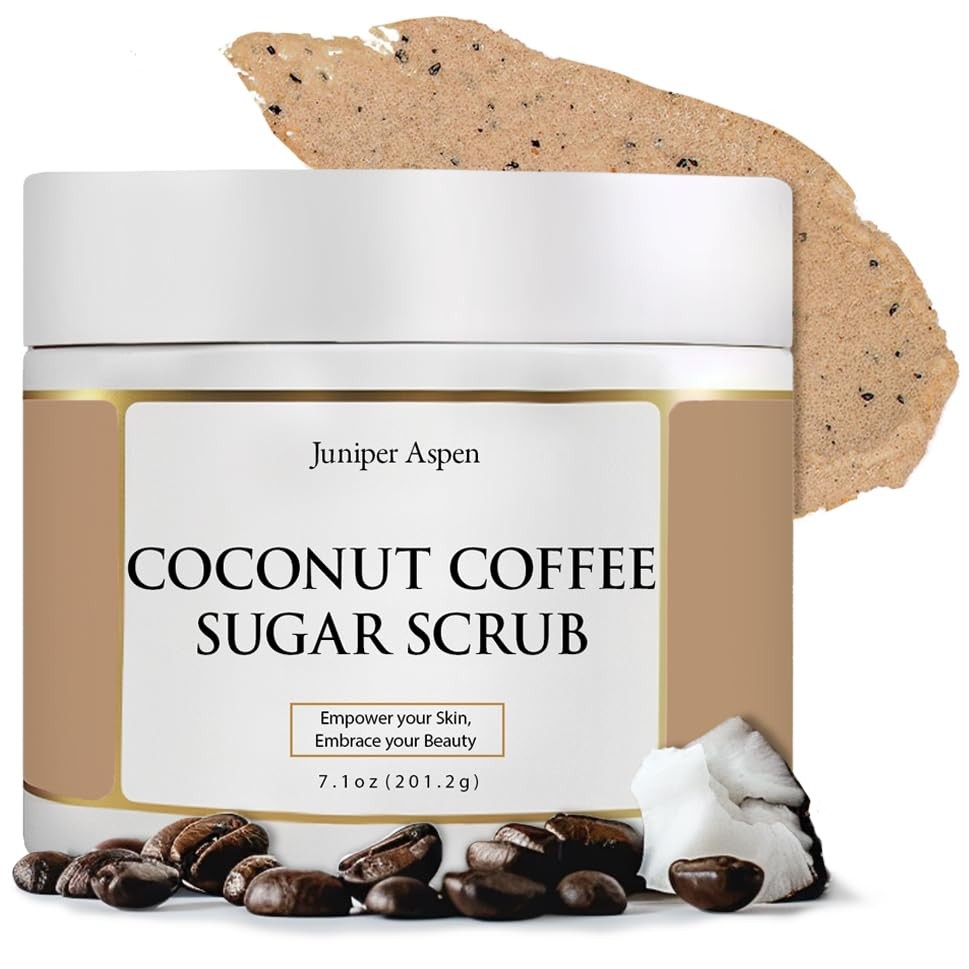 Coconut Coffee Sugar Body Scrub, Exfoliating Sugar Scrub that Foams to Moisturize and Exfoliate the Body, Hands, and Feet, Exfoliating Body Scrub for the Bath or Shower with Oatmeal Extract for Skin