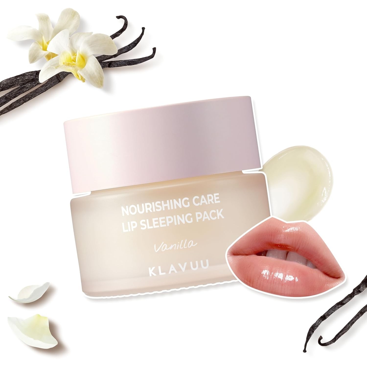 Klavuu Lip Mask Sleeping Pack (0.7oz) – Overnight Deep Hydrating Korean Lip Balm Treatment for Very Dry, Chapped Lips | Lip Lightening & Plumping with Instant Hydration | Gentle Exfoliating (Vanila)
